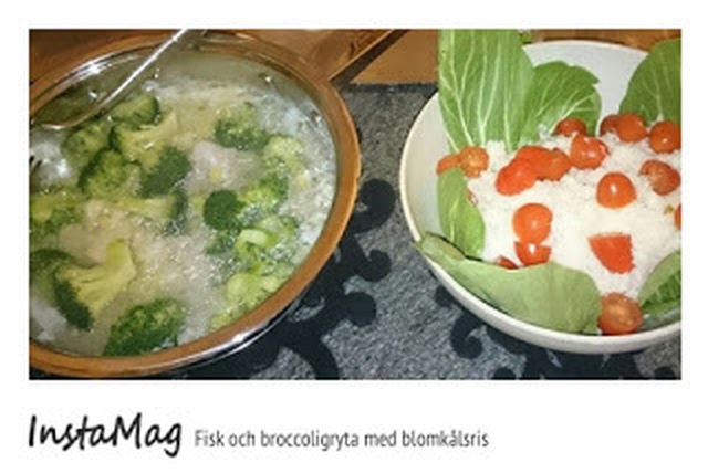 Fisk och broccoligryta med blomkålsris