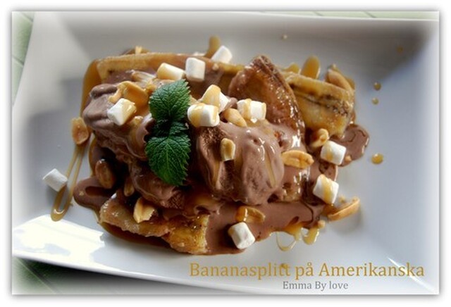 Bananasplitt på Amerikanska med extra allt