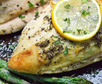 Easy Sheet Pan Lemon Herb Chicken and Parmesan Asparagus