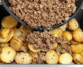 einfaches und schnelles Rezept, Kartoffeln mit Hackfleisch, erfreuen die ganze Familie