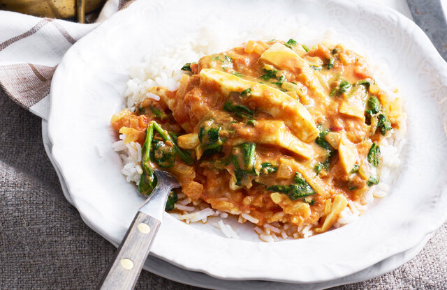 Palak paneer med halloumi