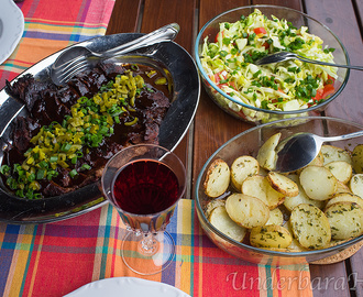 Grillad flankstek med salladslök och jalapeno som krydda!