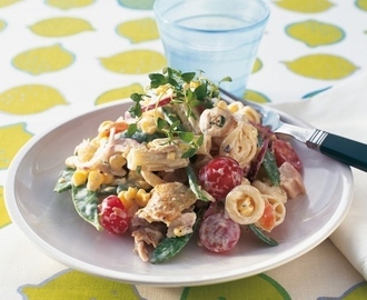 Pastasallad med kyckling och grönt