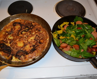 Spansk tortilla med chorizotopping