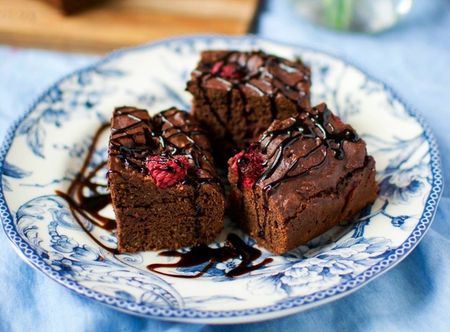 Teff raspberry chocolate cake