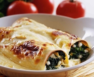 Spenatcannelloni med cottage cheese