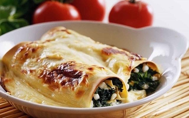 Spenatcannelloni med cottage cheese
