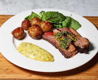 Grillad picanha med chimichurri och bearnaisesås