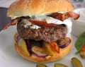 Bacon burger with blue-cheese dressing