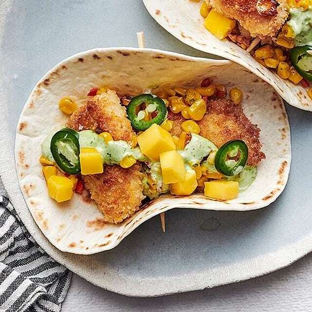 Pankofriterad chicken taco