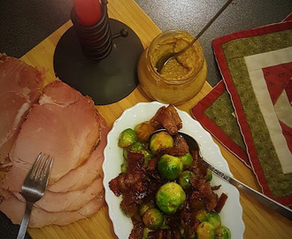 Återbruk av julskinkan - med karamelliserad brysselkål och bacon