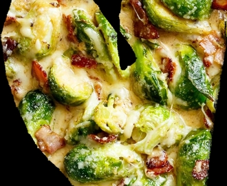 creamy brussels sprouts 
with bacon garlic parmesan 