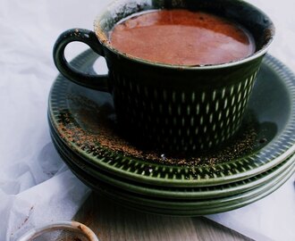 Vegan Hot Cocoa with Maca and Chocolate Sauce