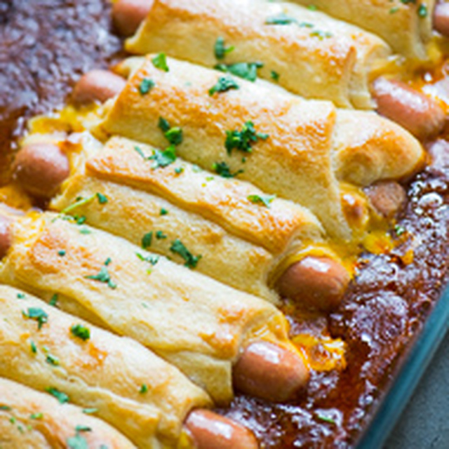 Chili Cheese Crescent Dog Bake with Hot Dogs