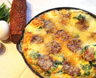 Frittata med pepparsalami och ramslök