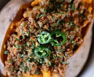 Chili Stuffed Sweet Potatoes Recipe