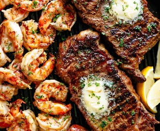 Garlic Butter Grilled Steak & Shrimp