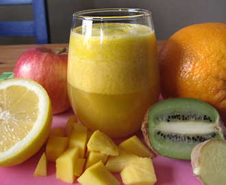 Gör din egen juice - Mango apelsin äpple citron kiwi ingefära