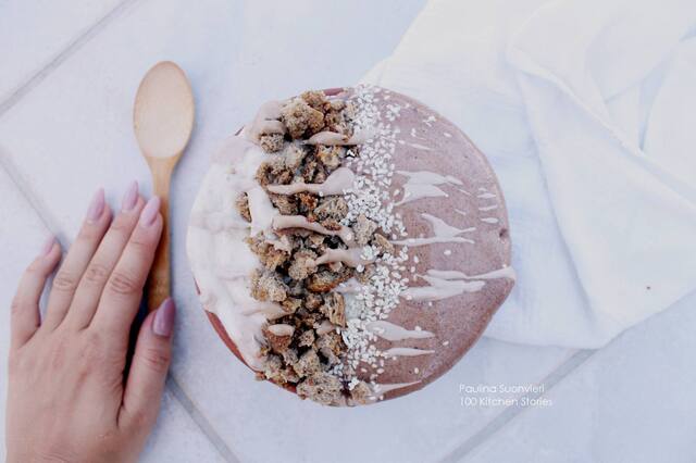 Vegan Herb Salted Nana Ice Cream + Dark Chocolate Nana Cream with Caramel Sourdough Crunch