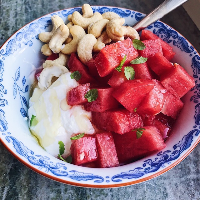 Greek yoghurt, watermelon & mint