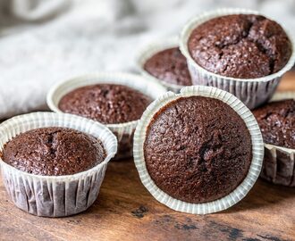 Saftiga chokladmuffins