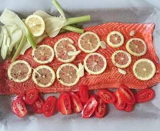 Dinner: Low temperature oven baked salmon