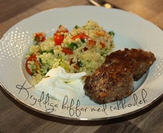 Kryddiga biffar med tabbouleh