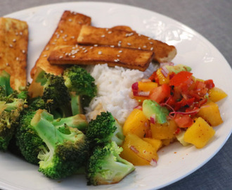 Lär dig äta mer vego: Tofu med mangosalsa och kokosris