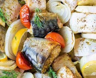 Bake Mackerel with Vegetables and Lemon | Recipe | Mackerel recipes, Baked mackerel, Mackerel fillet recipes
