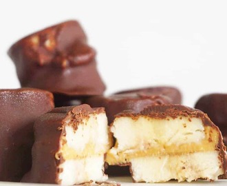 Nyttiga bananabites med jordnötssmör och mörk choklad