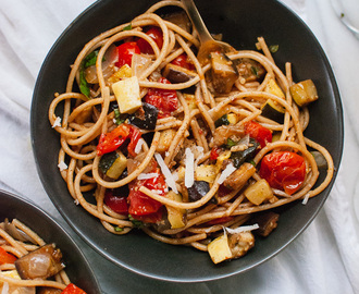 Spicy Roasted Ratatouille with Spaghetti