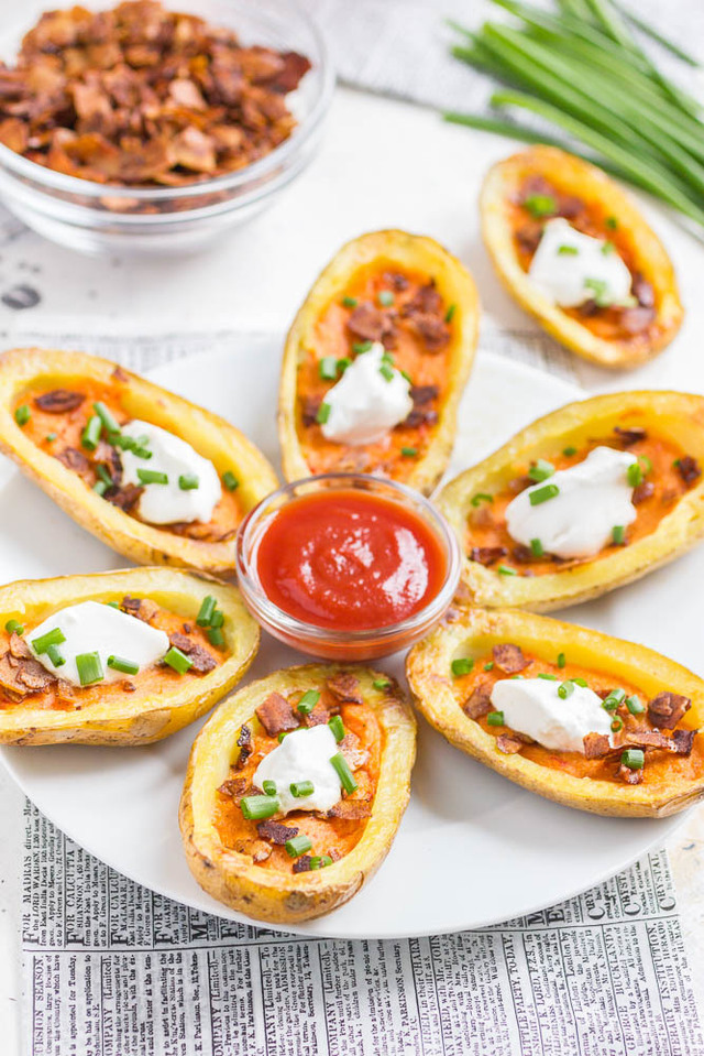 Potato skins with coconut bacon