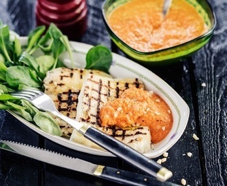 Halloumi med romanescosås