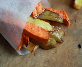 homemade french fries & sweet potato fries (oven)