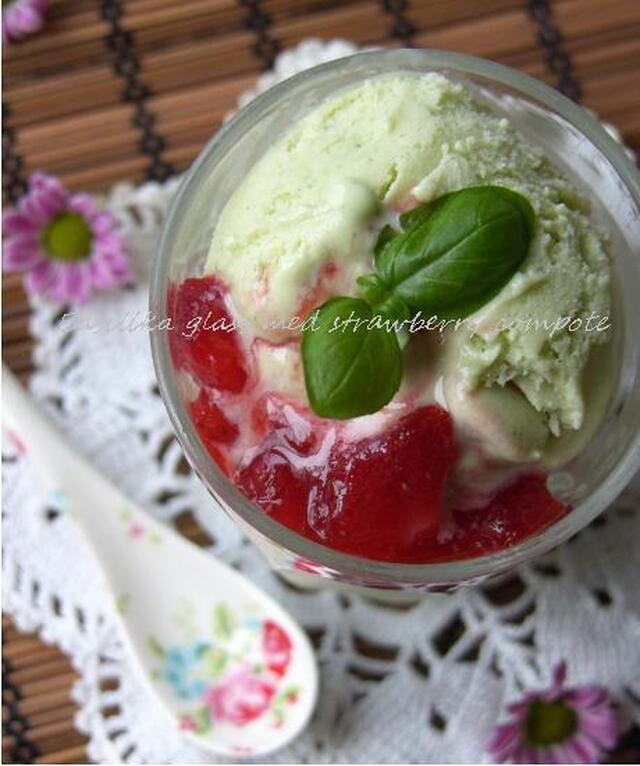 Basil Ice Cream & strawberry compote....something nice for your sweet!!
