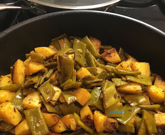 Ångade skärbönor med ångad potatis/Sem Aloo ki sabzi/Indisk