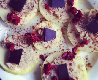 Raw Cashew-Almond Crunch Chocolate Apple Slices