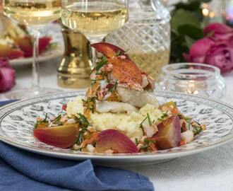 Torsk med potatispuré och hummersås