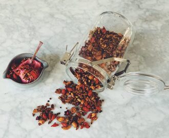 Rosa granola med nötter, bär och röda linser – Food Pharmacy