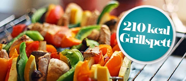210 kcal – Grillspett för 5/2 diet med smarriga grönsaker & fläskfilé