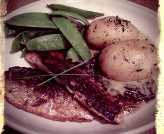 Rökt makrill, dillpotatis med lime- och spenatsås