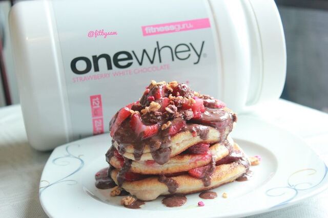 One Whey Strawberry White Chocolate Protein Pancakes