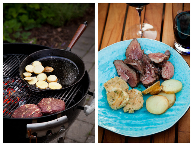 Panerad getost på grillen