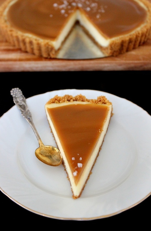 Salted caramel cheesecake pie