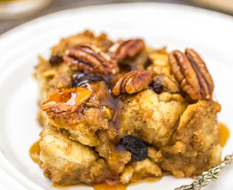 Bread pudding with rum sauce