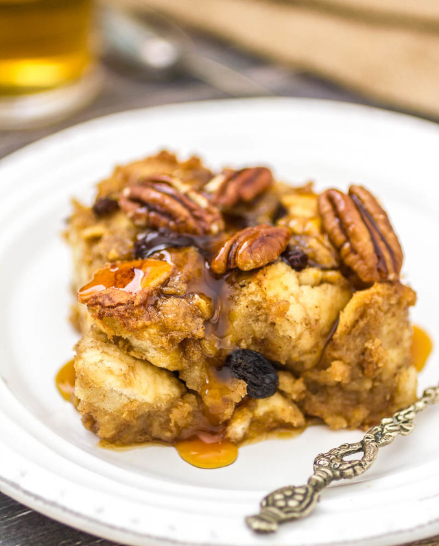 Bread pudding with rum sauce
