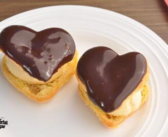 Heart Puff Pastries with Ice Cream 