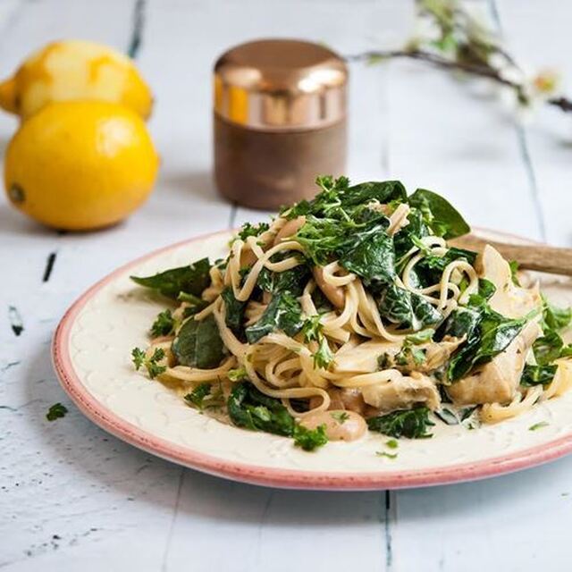 Pasta med kronärtskockor, citron och mascarpone