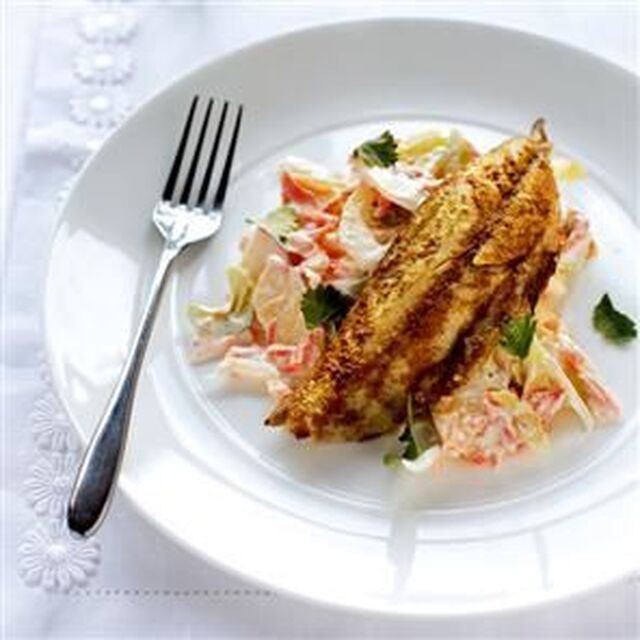 Spicy grilled mackerel with fennel coleslaw recipe | delicious. magazine | Recipe | Grilled mackerel, Coleslaw recipe, Recipes