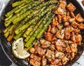 Garlic Butter Chicken Bites with Lemon Asparagus